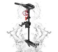 Motor eléctrico fueraborda, 12 V, 58 LBS barco fueraborda, mango retráctil, ángulo ajustable de 90 grados, inclinable, 5 marchas hacia adelante y 2 marcha atrás, color negro