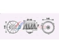 Motor eléctrico, ventilador habitáculo AVA COOLING TO8735 para AVENSIS 2 2000-