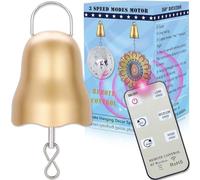 Motor giratorio de viento, funciona con pilas, motor de bola de disco lento de 1 a 30 RPM con control remoto, 3 modos de velocidad giratorios, bola de espejo colgante, campanilla de viento