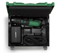 Motor HIKOKI 350W con protección contra sobrecarga para un proceso de trabajo rápido y estable. Control de velocidad para la velocidad adecuada para cada aplicación. Palanca de seguridad para fácil ca