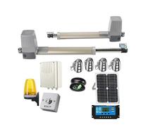 Motor para Puerta corrediza, Kit Completo de abridor de Puerta Solar para Puertas batientes de Doble Brazo, 600 kg, con Panel Solar, Controlador, Sensor de lámpara, Teclado gsm Opcional (Kit 1)