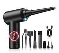 Motor Sin Escobillas 150000RPM MAX, Soplador de Polvo para PC, Limpiador de Aire comprimido con batería de 7500mAh, 3 Velocidades Plumero de Aire Comprimido con LED para Teclado, Coche, Oficina