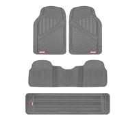 Motor Trend Alfombrillas y revestimientos de goma resistentes de 3 filas para coche, SUV, furgoneta, 2ª y 3ª fila delantera, látex polimerizado duradero, protección interior completa, diseño de cresta