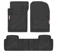 Motor Trend FlexTough - Alfombrillas de goma negra avanzadas de 3 piezas de borde delantero y trasero para adaptarse a alfombrillas de suelo para automóviles, camiones, SUV, todo tipo de clima, con agarres de tracción y múltiples líneas de ajuste