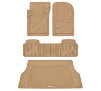 Motor Trend FlexTough™ - Juego Completo de Alfombrillas de Goma Beige Resistentes para Todo Tipo de Clima y Forro de Carga para SUV, Ajuste Universal para Adaptarse a tapetes y Alfombrillas de