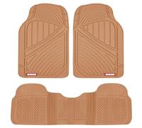 Motor Trend FlexTough Performance - Alfombrillas de Goma para Todo Tipo de Clima, 3 Unidades, para Coches, Camiones y todoterrenos, para Uso intensivo, Resistentes al Agua (Beis)