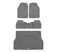 Motor Trend FlexTough Performance - Tapetes de goma para todo tipo de clima con forro de carga, juego completo de tapetes delanteros y traseros sin olor para automóviles, camiones, SUV, sin BPA (gris)