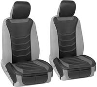 Motor Trend LuxeFit - Fundas de Asiento Grises para automóviles, Camiones, Furgonetas, SUV (Paquete de 2), Piel sintética, fáciles de Instalar, con Bolsillos de Almacenamiento, se