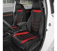 Motor Trend LuxeFit - Fundas de Asiento Rojas para automóviles, Camiones, Furgonetas, SUV (Paquete de 2), Fundas de Asiento de Coche de Piel sintética, fáciles de Instalar, con