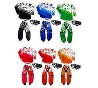 MOTORBIKE 3GO MX KIDS RACE SUIT New 2022 Motocross Motorcycle Quad Off Road Kart ATV Child MTB BMX Dirt Pit Bike Sports Racing Junior Pant Shirt Kit with X1K Black Goggles (Orange,3-4-20)