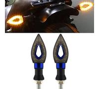Motorcycle 12 LED Turn Signals Light Amber Blade Lamp Short Turn Signal Lights Amber Blinkers Flashers 12V Moto Indicator Lamps ，Luz de giro(A pair Blue)