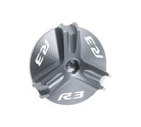 Motorcycle Engine Oil Filler Cap Bolt Cover CNC Aluminium Alloy Fuel Filler Cap Protection Accessories Compatible with Yamaha YZF-R3(Gray)