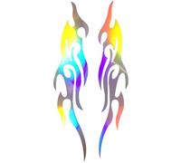 Motorcycle Flame Stickers, 2 Pack Weatherproof Decals, Cool Vinyl Emblems, Sturdy Build for Bumper Truck Golf Cart Mailbox Window Suitcase Helmet Car Bike Decoration, 18x4x1cm
