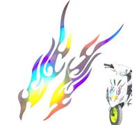 Motorcycle Flame Stickers, Weatherproof Vinyl Emblems, High Adhesion Backing, Fade Resistant Graphics, 2 Pieces Red Black, Excellent for Bumper Window Golf Cart Suitcase Mailbox Decoration