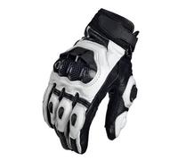 Motorcycle Gloves Black Racing Genuine Leather Motorbike White Road Riding Team Glove Men Summer Winter(Leather White,S)