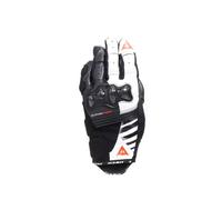 Motorcycle Gloves Leather Woman Dainese Reacto Carbon Short Black/White/Red-Fluo