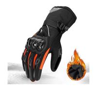 Motorcycle Gloves Waterproof Windproof Full Finger Moto Motorbike Riding Gloves Touch Screen Moto Motocross Gloves Winter(WN-01 Orange,XL)
