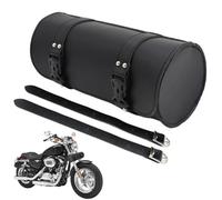 Motorcycle Handlebar Bag, PU Leather Roll Pouch, Vintage Waterproof Saddlebag Tool Carrier, Strap-On Storage Organizer, for Water Bottles, Gloves, Sunglasses, Gear, Ride, Travel, Road, Outdoor