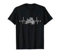 Motorcycle Heartbeat Biker ECG Heart Rate Motorcyclist Camiseta gráfica económica, Hombre, Negro, S