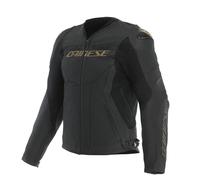 Dainese Racing 5 Chaqueta de cuero para moto, negro-oro, tamaño 46 para Hombres