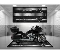Motorcycle Mat for Indian Washable Non - Slip Oil & Water Resistant Parking Pitmat for Garage, Showroom, Workshop Use | Black Metallic Size 2: 102 x 47/260 120 cm