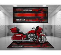 Motorcycle Mat for Indian Washable Non - Slip Oil & Water Resistant Parking Pitmat for Garage, Showroom, Workshop Use | Black Metallic Size 2: 102 x 47/260 120 cm