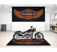 Motorcycle Mat Wing Design Washable Non-Slip Oil & Water Resistant Parking Pitmat for Garage, Showroom, Workshop Use | Size 2: 102 x 47/260 120 cm