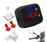 Motorcycle Phone Charger, Digital Voltmeter Display, Backlit Temperature Gauge, Waterproof USB Port, Black, for Urban Commuting, Scooter Trips, Road Rides, Delivery Use, Black Colored