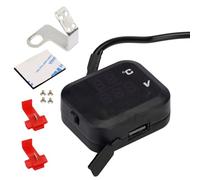 Motorcycle Phone Charger, Voltmeter Display Gauge, 1.96x1.65in Backlit Temperature Monitor, Waterproof Double USB Port, Fast Charging Design for Scooter, Cycling, Road Trip
