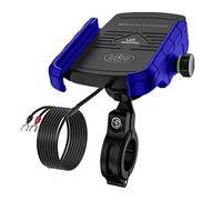 Motorcycle Phone Mount with Qi 15W Wireless Charger & USB C 20W Fast Charging Port, Waterproof Motorcycle Cell Phone Holder Cradle with Aluminum Alloy Handlebar Mounting Base for 4"-8" Phone