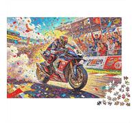Motorcycle Race Puzzles 1000 Piezas Reciclable Material Comic Motorbike Puzzle para Adultos Excelente Idea de Regalo Fun Family Gaming Time Activity 52x38cm/1000pcs