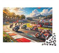 Motorcycle Racing Puzzle for Adultos 1000Piezas Reciclable Grand Prix Senior Puzzles Imposible Duro difícil Desafiante Relieve Senile Dementia Activity 70x50cm/1000pcs