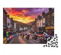 Motorcycle Racing Puzzle para Adultos 1000 Piezas Recycled Town Moto Race Puzzles para Ancianos Impossible Hard Difficult Challenging Idea for Women 38x26cm/1000 Piezas