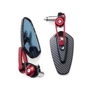 Motorcycle Rearview Mirror Carbon Fiber Pattern Handlebar Mirror Modified Inverted Rear Mirror Motorbike Accessories,Espejo Moto Lateral(Red)