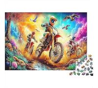 Motorcycle Ride 1000Pc for The Whole Family Motocross Riders in Action for Women, Gifts for Men & Adults 70x50cm/1000pcs