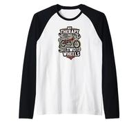 Motorcycle Rider Therapy Two Wheels Vintage Bike Camiseta Manga Raglan