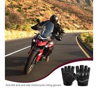 Motorcycle Riding Gloves - Fingerless Protective Biker Gear | Non-Slip Half Finger Gloves for Men Women, Lightweight Breathable Shell with Shock Absorption for Driving, Rowing, Fitness, Outdoor