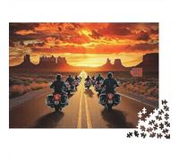 Motorcycle Road Trip 1000 Piezas Rompecabezas para Adultos Paseo en Moto Juntos hacia el Atardecer Dorado Desafiante Difícil Premium Resistente Vibrante Alivio Estrés Juego Familiar 70x50cm/1000pcs