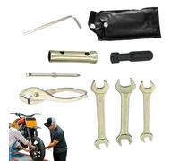 Motorcycle Tool Kit, Scooter Repair Set, Spark Plug Socket Wrench, Pressure Aluminum Build, Storage Bag Included, On-The-Go Maintenance, Compact Size, Silver, 1 Set