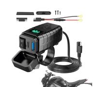 Motorcycle USB Charger - Cargador rápido de alto rendimiento, doble conexión USB | Cargador de telefonía móvil del conductor de la motocicleta con voltímetro, cargador impermeable de 12 v-24 V para