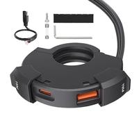 Motorcycle USB Charger Waterproof, Handlebar Mount PD30W Type-C Fast Charge Socket, Water-Resistant Adapter Port for Phone GPS Tablet Charging While Riding Bike Scooter or Tricycle