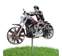 Motorcycle Wind Spinner | Metal Iron Garden Pinwheel 31×22.5×2cm 360g Outdoor Rotating Yard Art Lawn Ornament Dynamic Windmill Sculpture Patio Porch Backyard Decor Moving Blade Craft | For Garden Land
