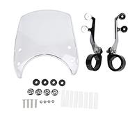 Motorcycle Windshield Headlight Fairing, Universal 180° Adjustable Wind Deflector for 1.5-1.6 in Front Fork, Acrylic + Steel Mount, Retro Style for XL, Iron, Forty Eight, (Clara)