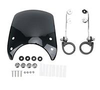 Motorcycle Windshield Headlight Fairing, Universal 180° Adjustable Wind Deflector for 1.5-1.6 in Front Fork, Acrylic + Steel Mount, Retro Style for XL, Iron, Forty Eight, (Negra)
