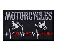 "Motorcycles are my lifeline" Parches ropa planchado motero para planchar | Aplicación de regalo de moto con imagen planchada para chaqueta/vestido/vaqueros/botas | 90x55mm