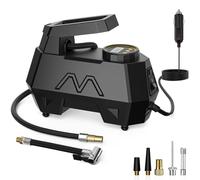Motorenbau Inflador de neumáticos portátil, compresor de Aire, Bomba de Aire para neumáticos de Coche, Bomba automática de 12 V CC con manómetro Digital, luz LED de Emergencia para Coche y Moto
