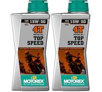 Motorex Aceite de Motor Sintético 15W50 Top Speed 4T Motorex 1 Litro (Paquete de 2)