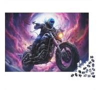 Motorista Astronauta Puzzle de 1000 Piezas Papel para Adultos Escena Espacial Psicodélica Puzzle para Toda la Familia Decoración Relajación 52x38cm/1000pcs