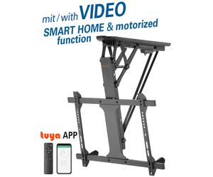 Motorized & folding suspension bracket for flat screens for screens 32