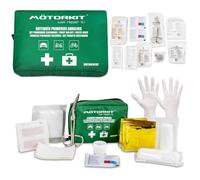 Motorkit Botiquín de Primeros Auxilios para Coche, Moto y Bicicleta - Kit de Emergencia Compacto y Portátil - Incluye Manta Térmica, Vendas Estériles, Tiras Resistentes al Agua y Tijeras - 26 Piezas